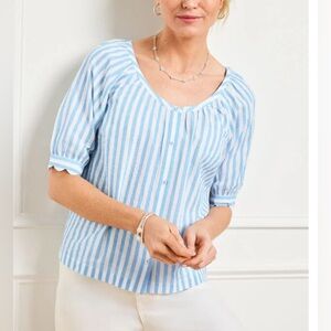 Talbots Polka‎ Dot Striped Button Front Top Size Large